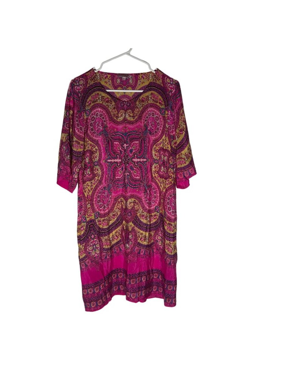 Calypso St. Barth Pink Paisley Print Silk Shift Dress Size M